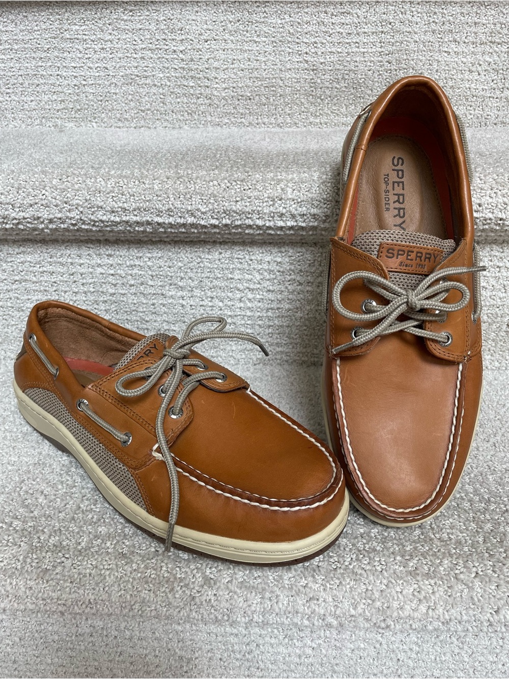Sperry Top Sider Men's Billfish 3-Eye Tan Leather Boat Outdoor Shoes Size 11XW